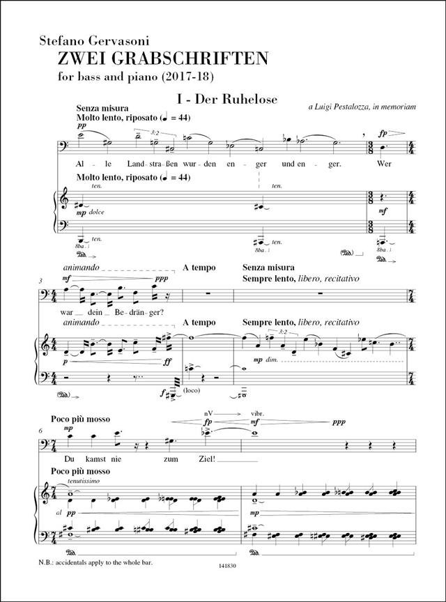 Drei Grabschriften - for bass and piano - bas a klavír